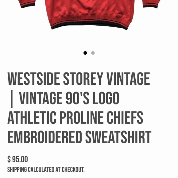 RARE 90s Chiefs Logo Athletic NFL Proline Embroidered Ribbed Crewneck Sweatshirt - Picture 6 of 7